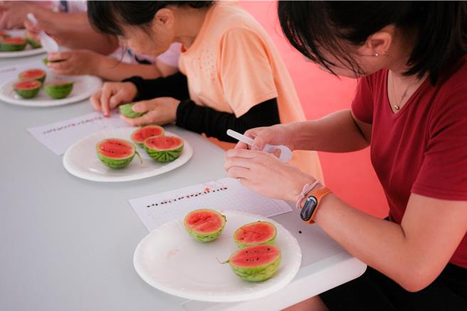 新品種迷你西瓜Miniball很受民眾喜愛。（水上鄉公所提供／廖素慧嘉縣傳真）