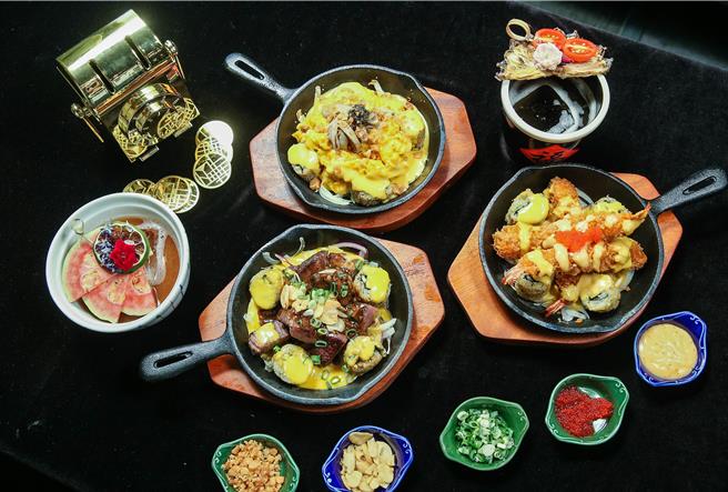 天成文旅-華山町推出一系列「鐵板火山卷」，包括松露菌菇滑蛋、日式炸蝦及黑椒骰子牛等口味，就是要顛覆饕客的口味。（天成文旅-華山町提供）