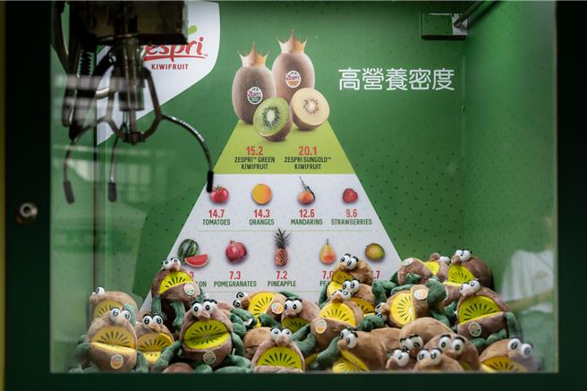 Zespri活動現場可體驗巡迴限定夾夾樂，將活力大使KIWI兄弟玩偶夾回家。（Zespri提供／朱世凱台北傳真）