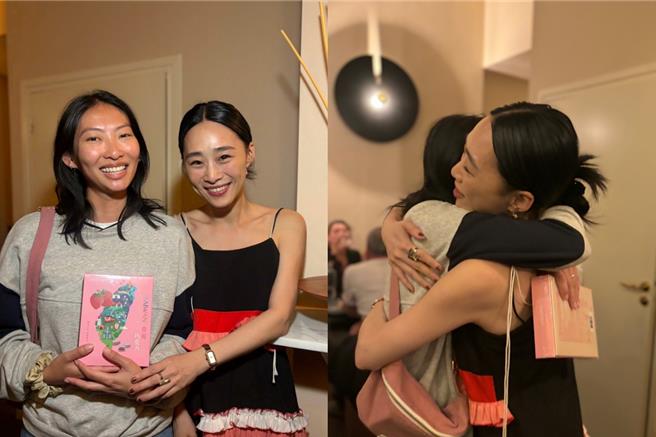 导演Constance Tsang（左）、吴可熙在坎城再次相聚，难分难舍。（CAA提供）