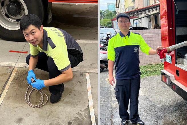 消防局金山分队2名同仁李咏真(图左)、周立鑫(图右)疑因气瓶耗尽殉职。（合成图/新竹市政府提供／陈育贤新竹传真）