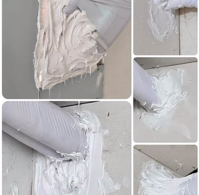 许多网友直呼，这师傅做冷气防水，硅利康用量真的不惜成本。（翻摄自爆料公社二社）
