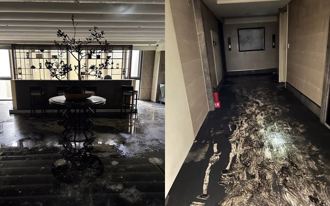 晴空匯內部曝光！地面布滿「漆黑焦油」  住戶返家取物
