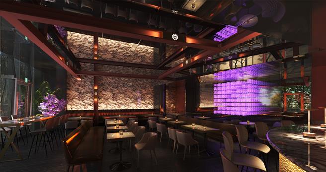 「紫木槿 韩餐酒馆」座位区61席次涵盖吧台区，营业至凌晨，球赛结束后不怕没餐厅与好友小酌。（筑间餐饮集团提供／朱世凯台北传真）