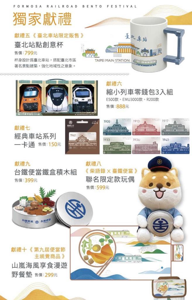 台铁公司铁路便当节推出多项周边纪念商品。（台铁公司提供／蔡明亘台北传真）