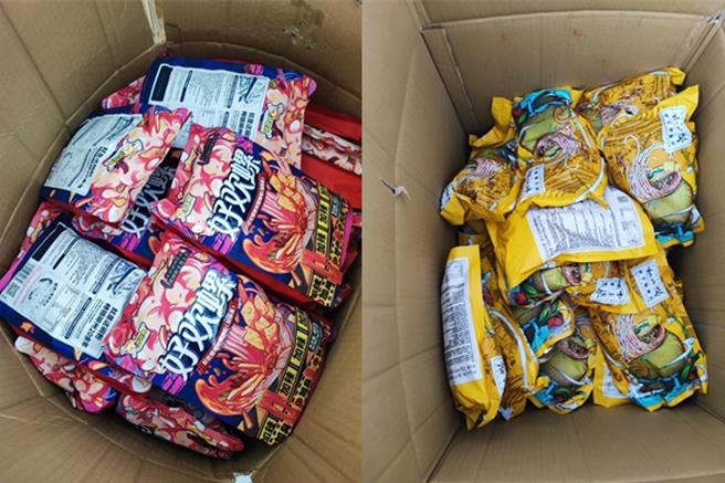 高雄关查获未经核可的大陆制食品螺蛳粉。（翻摄照片／洪靖宜高雄传真）