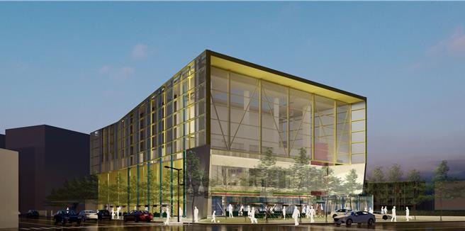 北港鎮全民運動中心將興建於建國國中旁，圖為模擬圖。（雲林縣府提供）