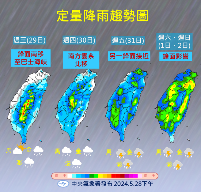 气象署分析未来降雨分布。（气象署提供）