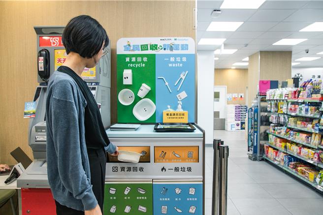 全家與RE-THINK合作打造實驗垃圾桶，引導消費者落實環保。（全家提供／朱世凱台北傳真）