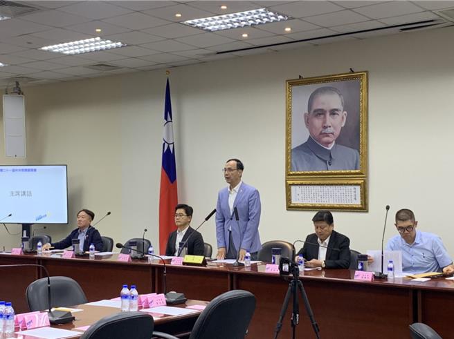 国民党主席朱立伦今在中常会上发表谈话。（张薷摄）