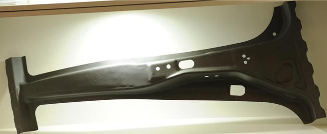 中鋼開發的熱衝壓成形AO塗層材汽車用鋼已結合宏利公司創造銷售實績，製成B柱等汽車部件。圖／中鋼提供