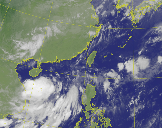 上午海南岛附近有热带性低气压生成，最快明增强成颱风。（翻摄自气象署）