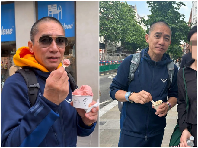 梁朝伟被网友形容特别慈祥。（图／刘嘉玲微博、小红书）