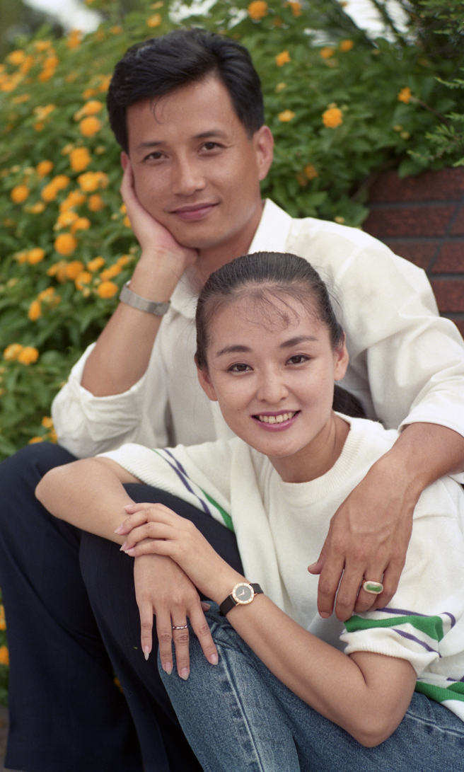 1991年9月1日(左起)艾偉、王淑娟。（圖／中時資料照）