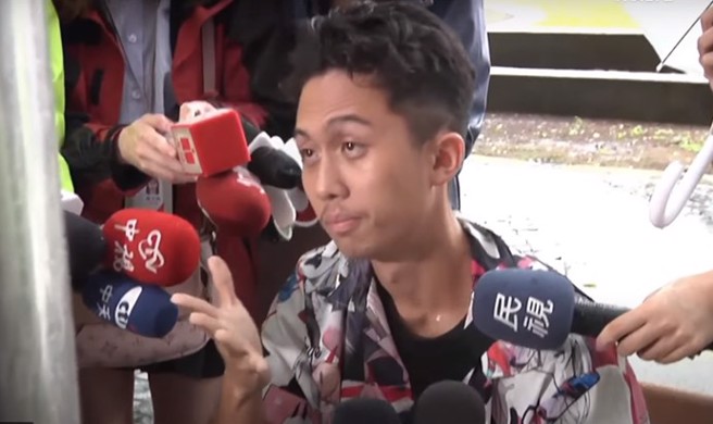 孫安佐泰國返台後，今早露面接受訪問。（圖／翻攝自YT@中時新聞網）