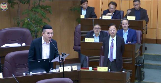 桃园市议员凌涛批评核三除役衰到桃园，大潭电厂将增2机组跃升全台最大电厂。(摘自桃园市议会直播网)