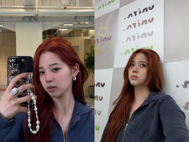 欧阳娜娜曝新髮色。（图／翻摄自欧阳娜娜 微博）