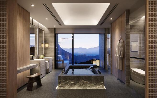 新北金山凯悦渡假酒店有211间客房，每间客房皆拥有专属泡汤池。图／新北金山凯悦渡假酒店提供