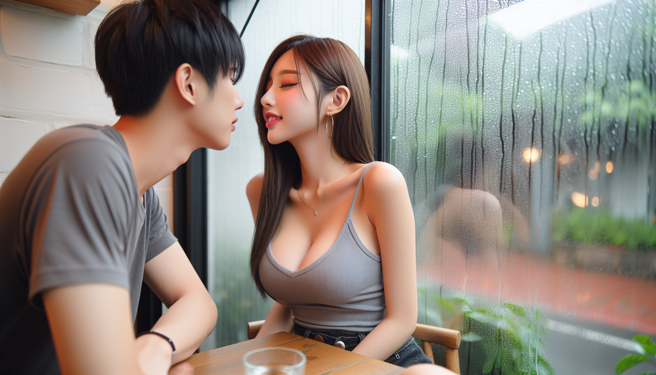 他在咖啡厅做报告，惊见隔壁情侣喇舌「口水声大过下雨声」，感到非常无奈。（示意图、与本案无关／AI生成）