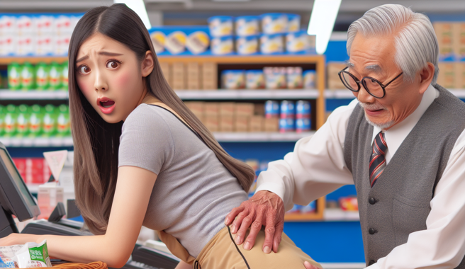 台南一名男阿伯去年在雜貨店，趁女店員顧店時，以偷襲式、短暫性用手碰觸女店員臀部1次。（示意圖、與本案無關／AI生成）