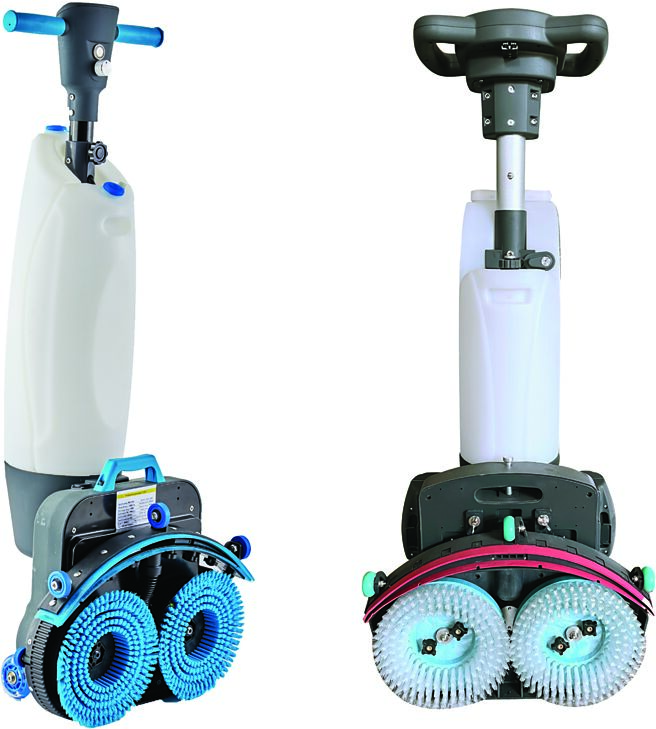 富特自动洗地机商用、家用两款机型公开上市，挥别旧式传统拖把清洗模式。图／业者提供