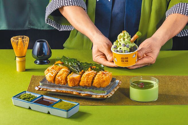 品田牧場聯名新品如「厚切腰內一○八抹茶綠」套餐，418元。（王品集團提供）