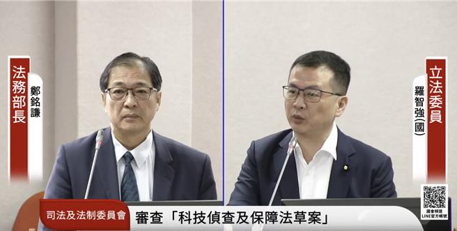 蓝委罗智强询问法务部长郑铭谦，听证调查启动要院会决议，门槛高还低，郑回应，「实际运作还要再看」，但对于人民是否会被调查，他则跳针回应，最后强调，该案不是法务部主管的法案。（翻摄自国会频道）