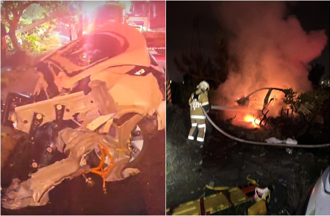 特斯拉中山高墜橋「斷2截爆火球」1人命危  驚悚現場曝