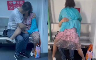 阿姨不害臊？車廂「跨腿熱吻」男伴 下秒撲上身嚇壞乘客