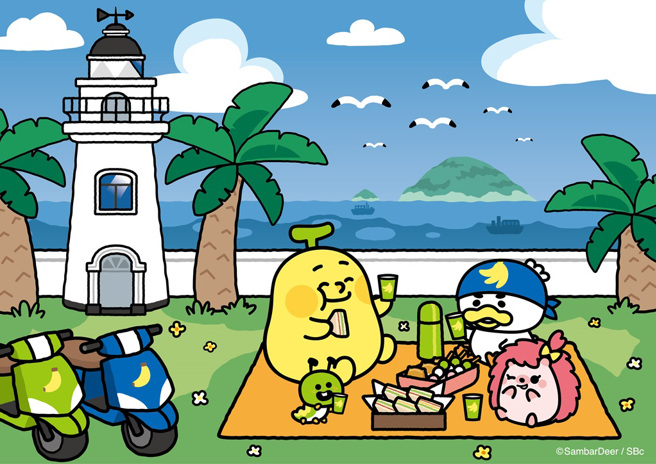 有一二○年歷史的市定古蹟「基隆灯塔」，这是全台第22座开放参观灯塔。（图／香蕉人绘制）