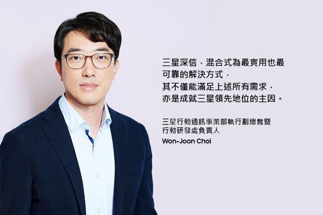 三星行動通訊事業部執行副總裁暨行動研發處負責人Won-Joon Choi透露將推出AI摺疊手機。（三星提供／古明弘台北傳真）