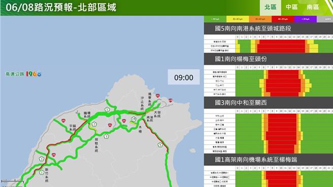 北區國道路況預報。（高公局提供／蔡明亘台北傳真）