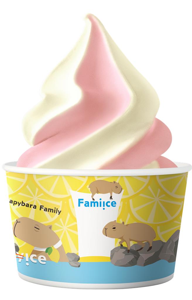 全家Fami!ce霜淇淋「巨峰葡萄」、「草莓優格」 口味回歸，可搭「海鹽檸檬」製成雙口味，49元。（全家提供／朱世凱台北傳真）