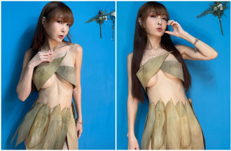 58歲美魔女端午節扮「人體肉粽」 全脫光只用粽葉遮重點