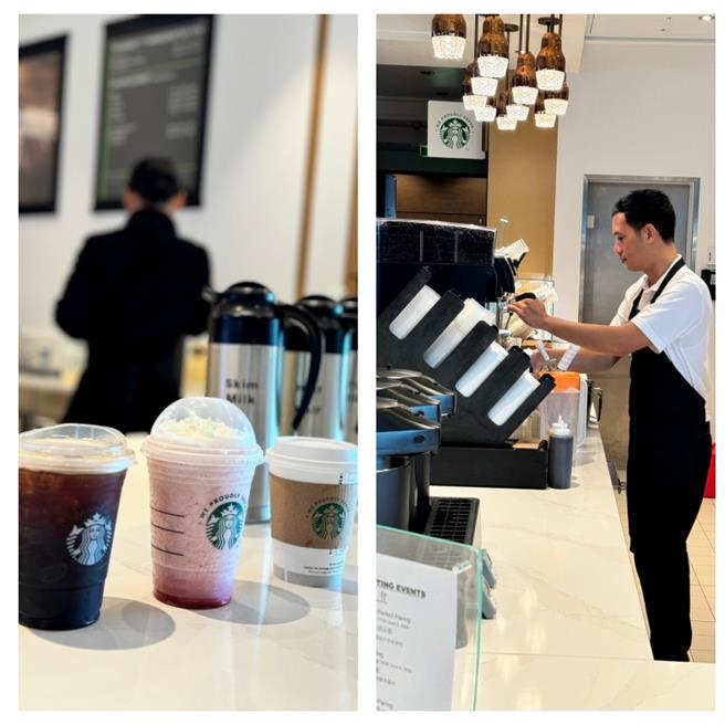 船上喝得到星巴克。（洪秀瑛摄）