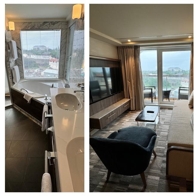 行政套房有卫浴、客厅、阳台等设计。（洪秀瑛摄）