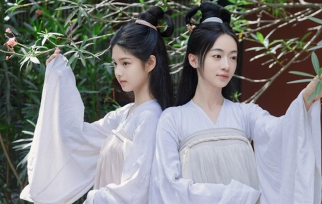 许多网友认为吴谨言身旁饰演丫鬟桐儿的演员艾米(左)，在顏值上更胜一筹。（图／翻摄自微博）