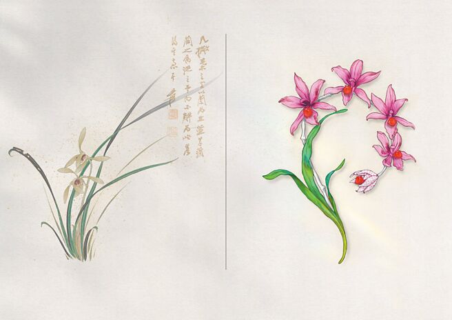 胡茵菲創作的「安蘭氣韻胸針」，靈感源自張大千的畫作。（ANNA HU提供）