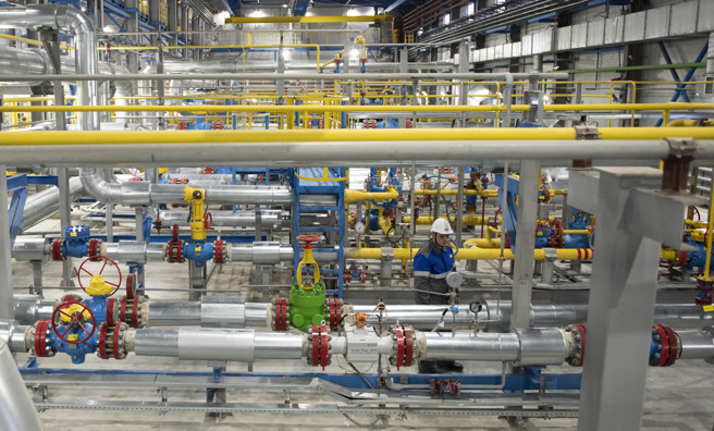 圖為2022年12月22日西伯利亞力量天然氣管道全線貫通，圖中是俄羅斯伊爾庫茨克州的天然氣管道管制站。