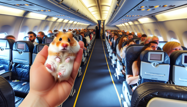 大陆一名女子带着仓鼠上飞机，却意味逃脱不见，全机乘客被迫下机等候，航班因此延迟1小时多。（示意图、与本案无关／AI生成）