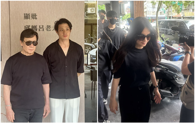 寇世勳（左圖左）、寇家瑞父子和Ella也到靈堂慰問。（李承陽攝）