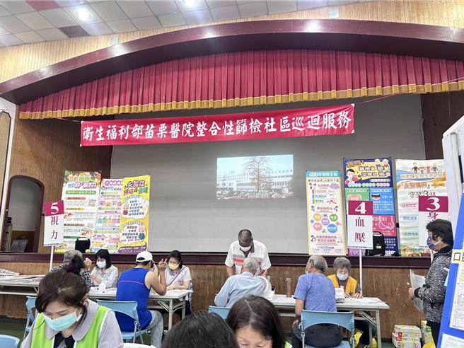 部苗醫療團隊積極走入社區辦理整合性篩檢服務，期能早期發現、早期治療，加強維護民眾生命與健康。（部苗提供／李京昇苗栗傳真）