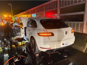 國1岡山段雨天4車碰撞　保時捷駕駛嚴重撞擊當場慘死