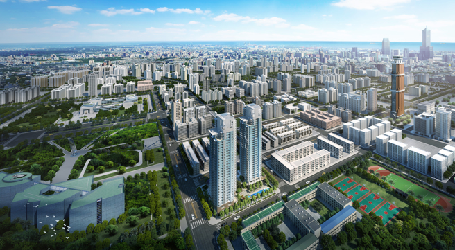 远雄琢蕴2,155坪基地，32%超低建蔽率，在繁华市区营造「一片绿洲」。(图/业者提供)