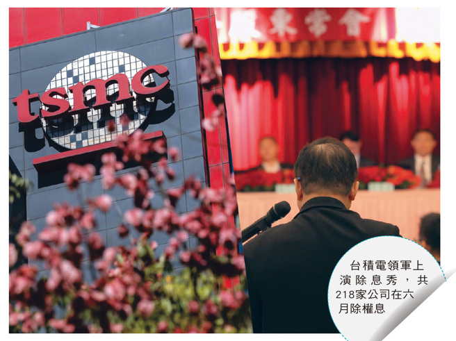 上市柜五、六月份股东会陆续召开后，除息大戏接着到来，抢搭除权息行情特快车，有哪些产业值得留意？