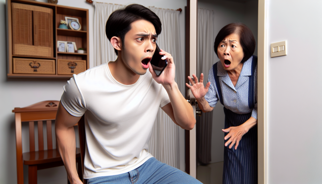男子在房间讲电话被老妈闯入抱怨，被女友听到后拒绝往来户。（示意图、与本案无关／AI生成）