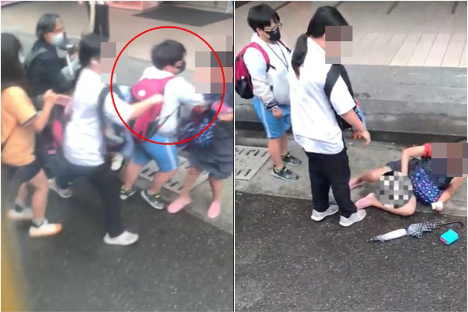 国小女童第一时间衝上前救女大生。( 翻摄画面 )
