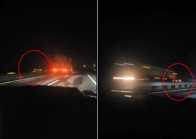 台61深夜10时许，有辆轿车从云林逆向开到台南撞车才停下，网友直呼太夸张。（翻摄爆料公社）