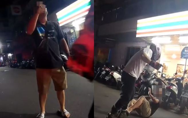 男子不滿重機騎士「未禮讓」，雙方爆發口角糾紛，演變成互毆事件。（圖／翻攝自臉書爆料公社二社）