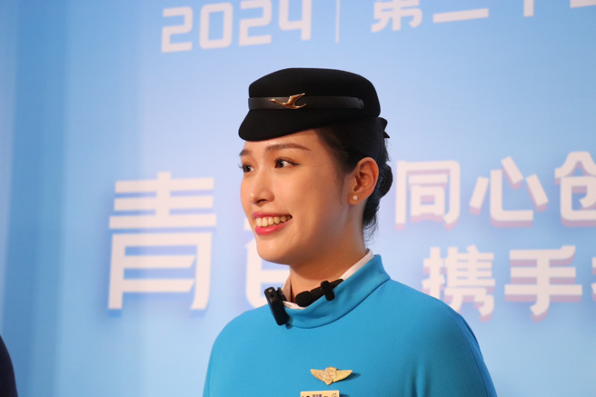 廈門航空首位台籍乘務長陳于萱。（攝/景義婷）